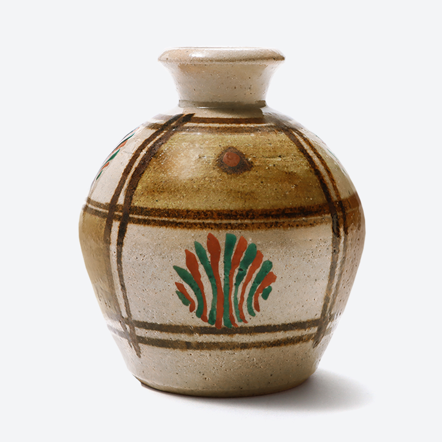 ＜濱田友緒＞濱田窯　地釉鉄砂赤絵花瓶